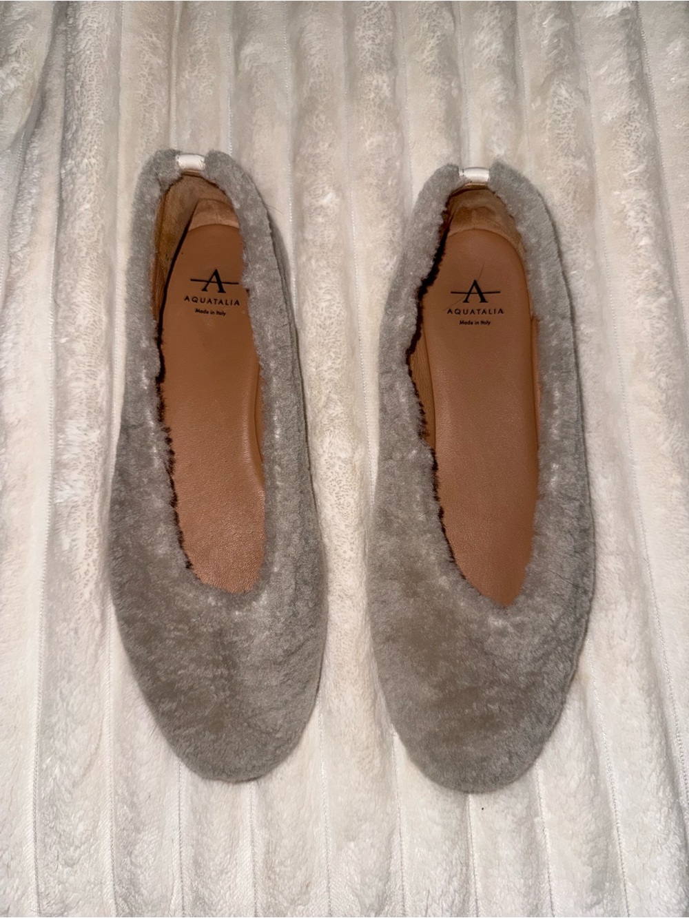 Aquatalia Women’s Dark Gray Fleece Ballet Flats